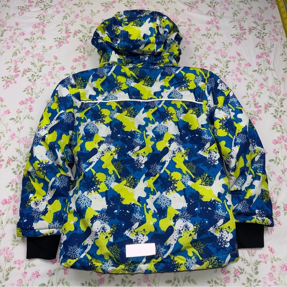 Phibee Big Boy's Waterproof Breathable Snowboard Ski Jacket blue yellow white